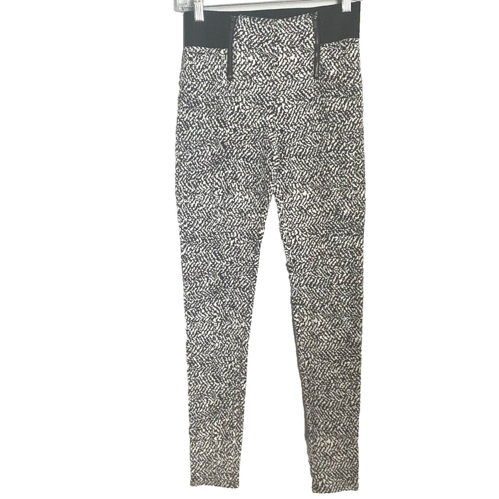 Abercrombie & Fitch Black & White Mid-Rise Pull On Skinny Stretch Leggings Sz S‎